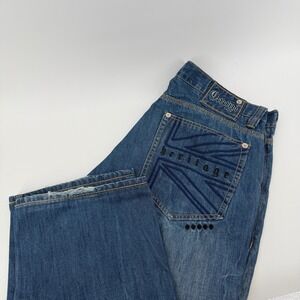 Coogi Heritage Mens Blue Denim Straight Leg Embroidered Jeans 38x30 Medium Wash
